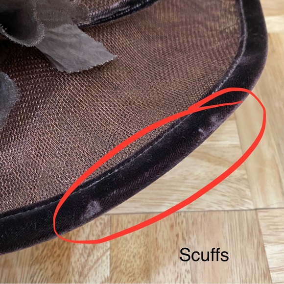 PETER BETTLEY London Chocolate Brown Straw Velvet Feather Fascinator Hat - Picture 16 of 16